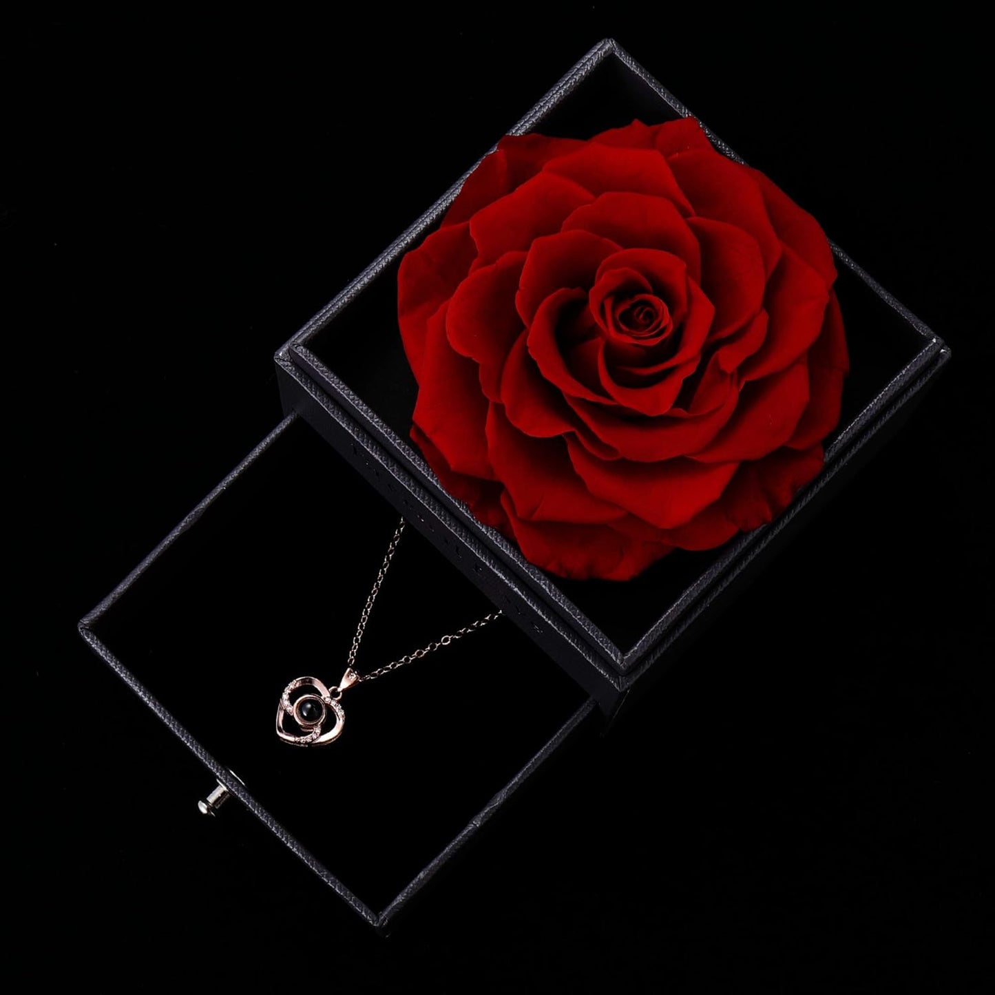 Mom Gifts Preserved Real Rose with Love You Necklace in 100 Languages Gift Set, Enchanted Real Rose Flower for Valentine'S Day Anniversary Wedding Romantic Gifts for Her (Red Rose)