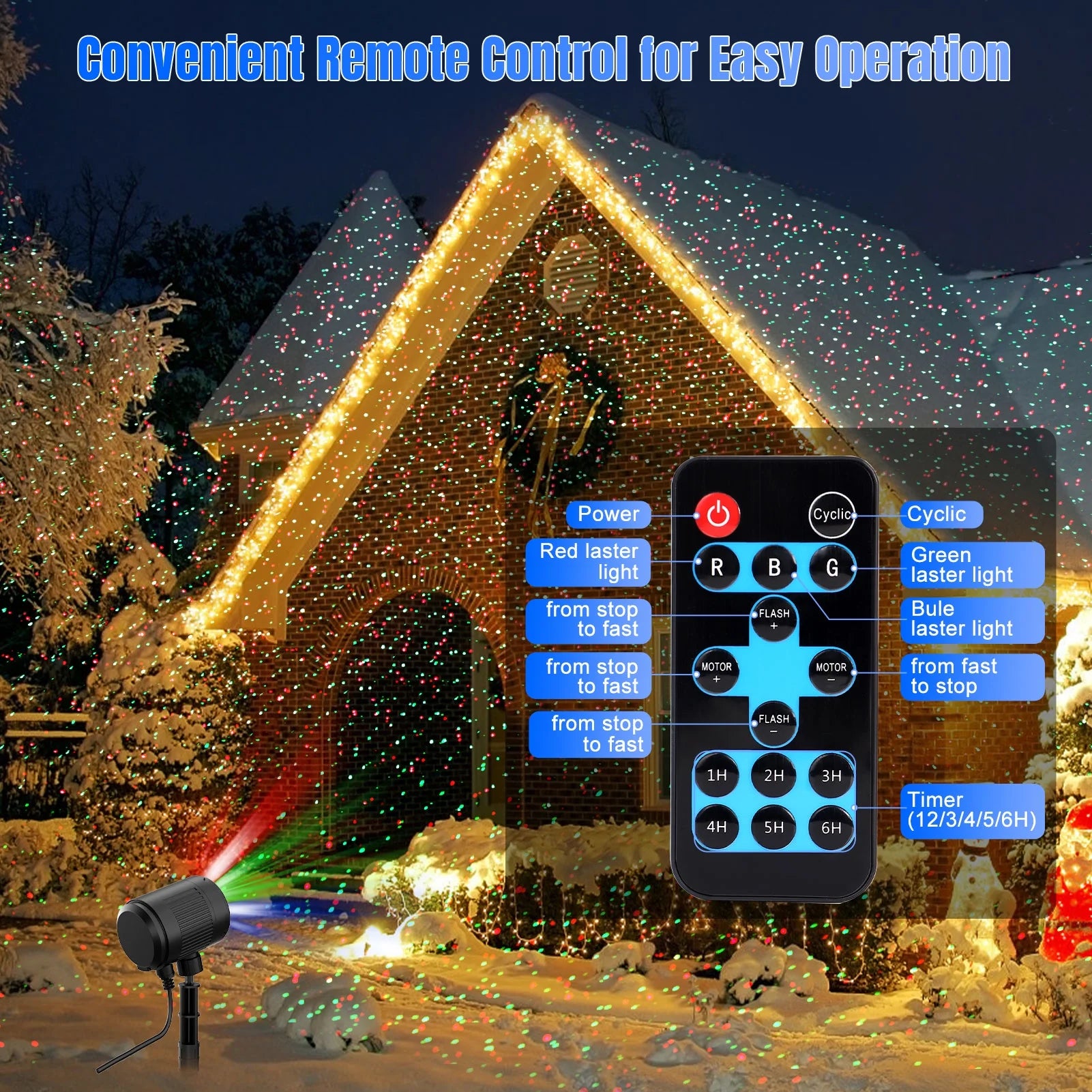 Christmas Laser Stars Projector Lights, RGB 3 Modes, Remote Control, IP65 Waterproof, with Timer Decor for Outdoor Party Xmas Home