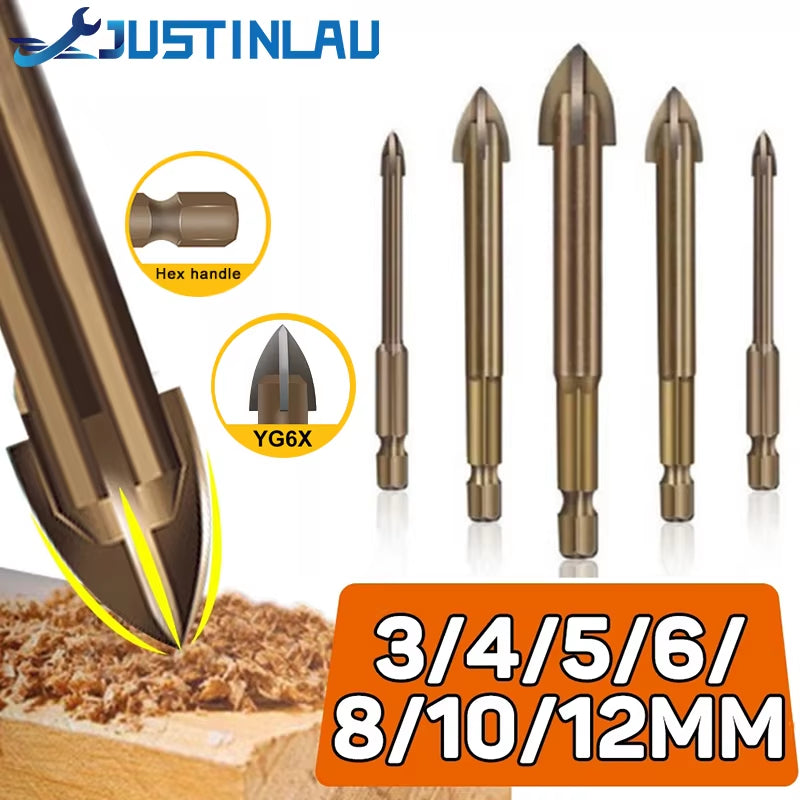 Multifunctional Cross Alloy Drill Bit Tip for Woodwork