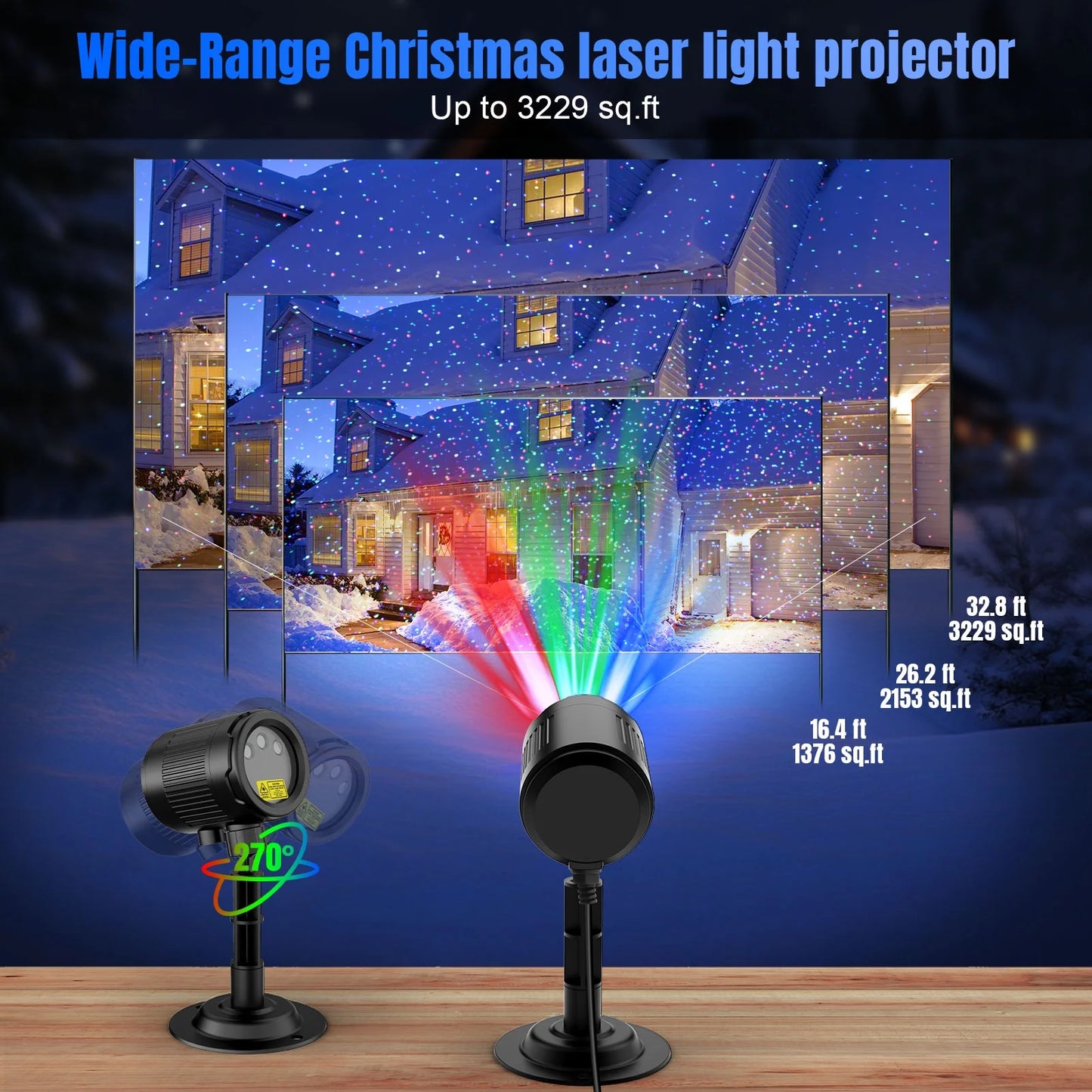 Christmas Laser Stars Projector Lights, RGB 3 Modes, Remote Control, IP65 Waterproof, with Timer Decor for Outdoor Party Xmas Home